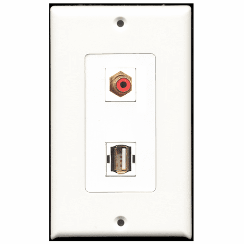 RiteAV - 1 Port RCA Red 1 Port USB A-A Decora Type Wall Plate