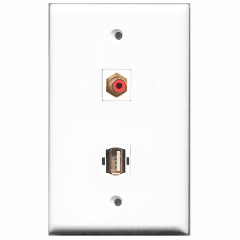 RiteAV - 1 Port RCA Red 1 Port USB A-A  Wall Plate