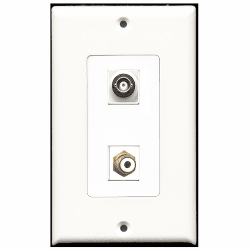 RiteAV - 1 Port RCA White 1 Port BNC  Wall Plate Decora White