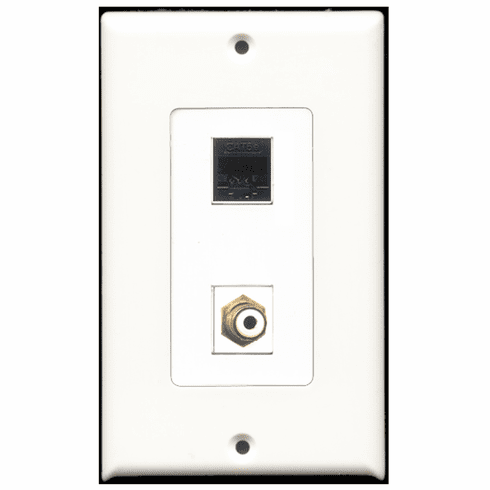 RiteAV - 1 Port RCA White 1 Port Cat5e Black  Wall Plate Decora White