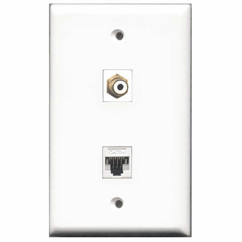 RiteAV - 1 Port RCA White - 1 Port Cat5e Ethernet White  Wall Plate White