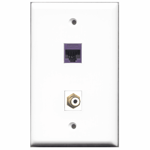 RiteAV - 1 Port RCA White 1 Port Cat5e Purple  Wall Plate White