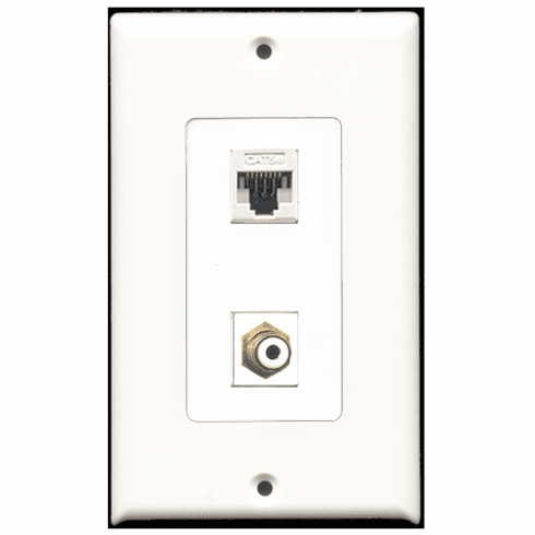 RiteAV - 1 Port RCA White 1 Port Cat5e White  Wall Plate Decora White