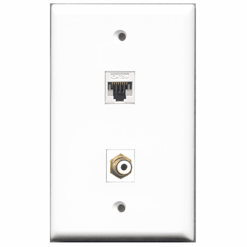 RiteAV - 1 Port RCA White 1 Port Cat5e White  Wall Plate White