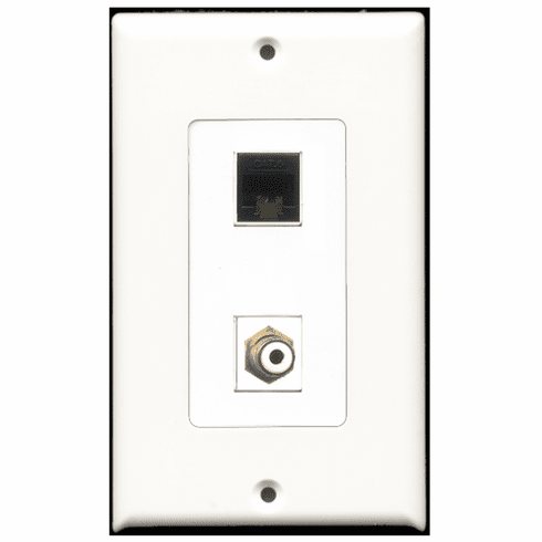RiteAV - 1 Port RCA White 1 Port Cat6 Black  Wall Plate Decora White