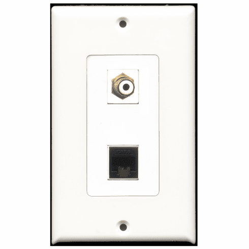 RiteAV - 1 Port RCA White 1 Port Cat6 Black  Wall Plate Decora White