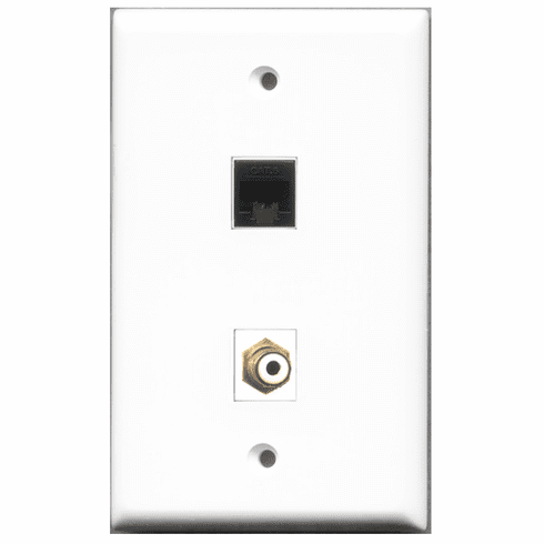 RiteAV - 1 Port RCA White 1 Port Cat6 Black  Wall Plate White