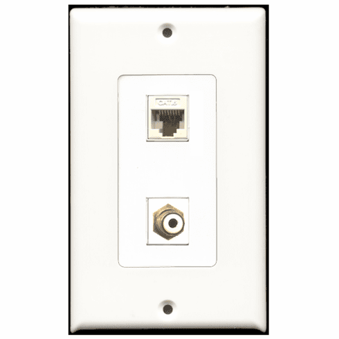 RiteAV - 1 Port RCA White 1 Port Cat6 White  Wall Plate Decora White