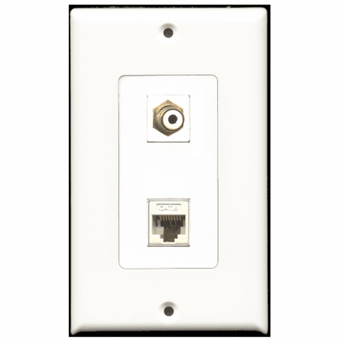 RiteAV - 1 Port RCA White 1 Port Cat6 White  Wall Plate Decora White