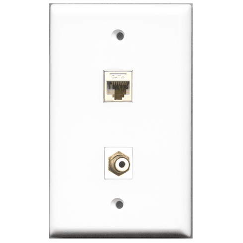 RiteAV - 1 Port RCA White 1 Port Cat6 White  Wall Plate White