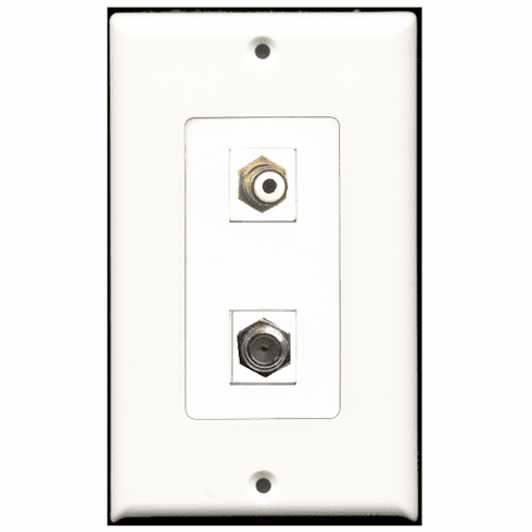 RiteAV - 1 Port RCA White 1 Port Coax Decora Type Wall Plate