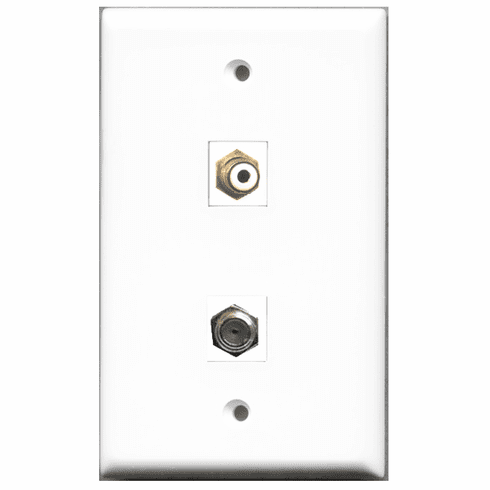RiteAV - 1 Port RCA White 1 Port Coax  Wall Plate