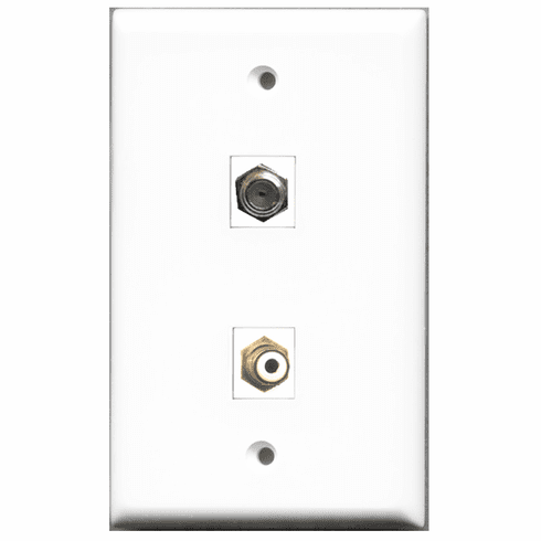 RiteAV - 1 Port RCA White 1 Port Coax  Wall Plate White