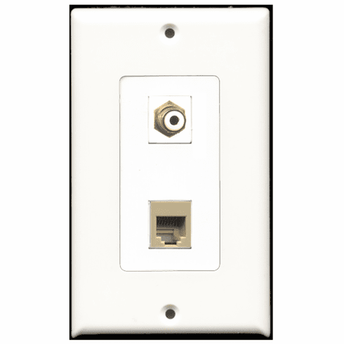 RiteAV - 1 Port RCA White 1 Port Phone RJ11 RJ12 Beige Decora Type Wall Plate