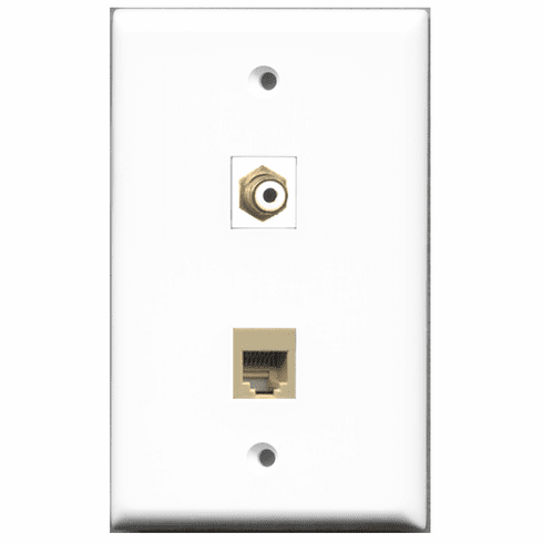 RiteAV - 1 Port RCA White 1 Port Phone RJ11 RJ12 Beige  Wall Plate
