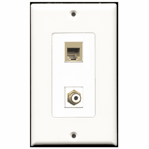 RiteAV - 1 Port RCA White 1 Port Phone RJ11 RJ12 Beige  Wall Plate Decora White