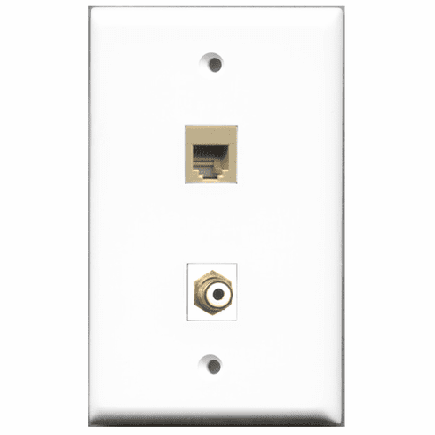 RiteAV - 1 Port RCA White 1 Port Phone RJ11 RJ12 Beige  Wall Plate White