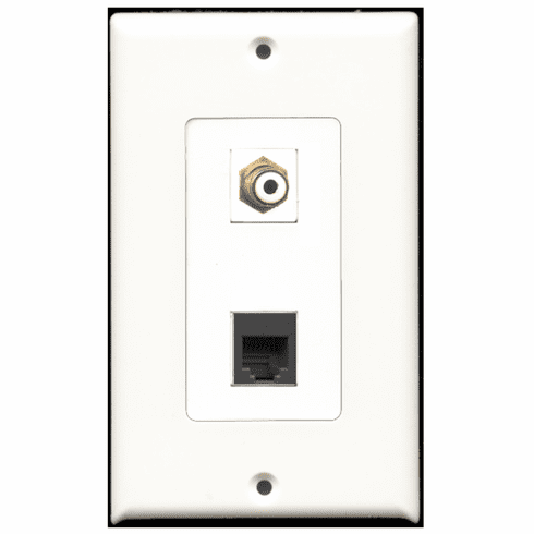 RiteAV - 1 Port RCA White 1 Port Phone RJ11 RJ12 Black Decora Type Wall Plate