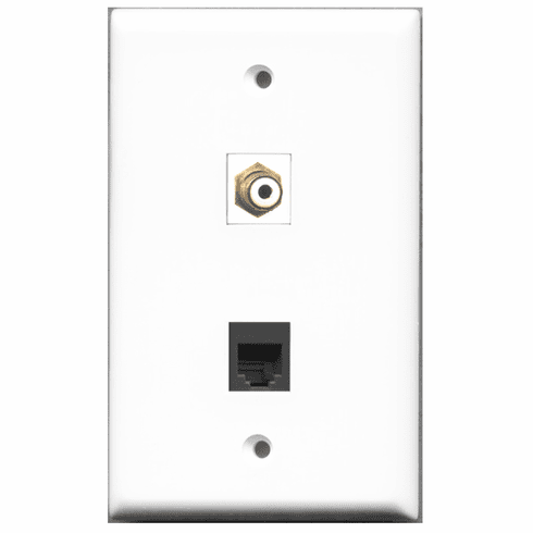RiteAV - 1 Port RCA White 1 Port Phone RJ11 RJ12 Black  Wall Plate