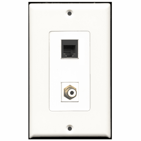RiteAV - 1 Port RCA White 1 Port Phone RJ11 RJ12 Black  Wall Plate Decora White
