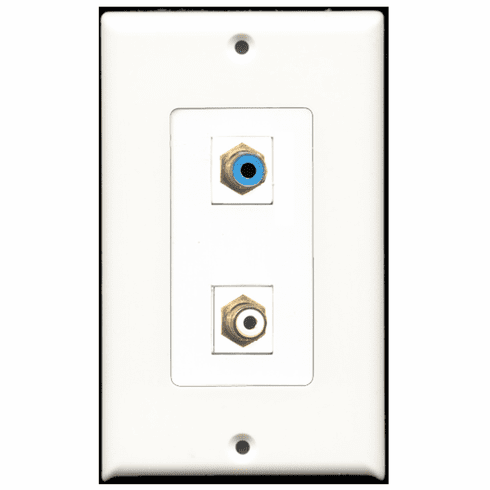 RiteAV - 1 Port RCA White 1 Port RCA Blue  Wall Plate Decora White