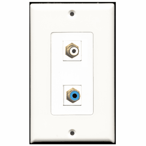 RiteAV - 1 Port RCA White 1 Port RCA Blue  Wall Plate Decora White