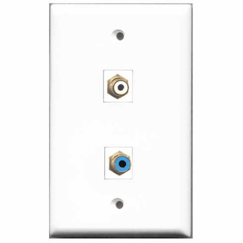 RiteAV - 1 Port RCA White 1 Port RCA Blue  Wall Plate White
