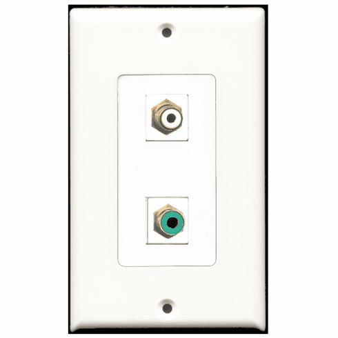 RiteAV - 1 Port RCA White 1 Port RCA Green  Wall Plate Decora White