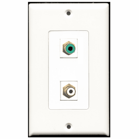 RiteAV - 1 Port RCA White 1 Port RCA Green  Wall Plate Decora White