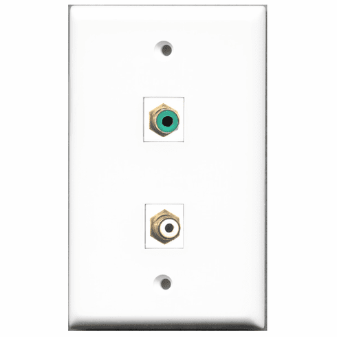 RiteAV - 1 Port RCA White 1 Port RCA Green  Wall Plate White