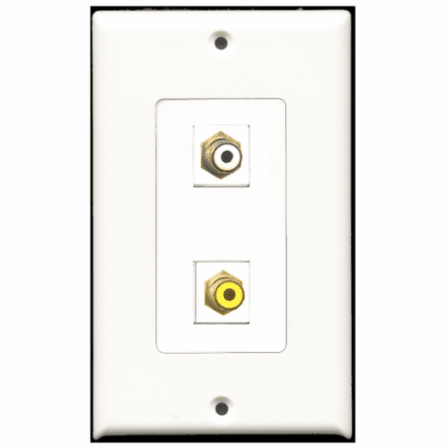 RiteAV - 1 Port RCA White - 1 Port RCA Yellow  Wall Plate Decora White