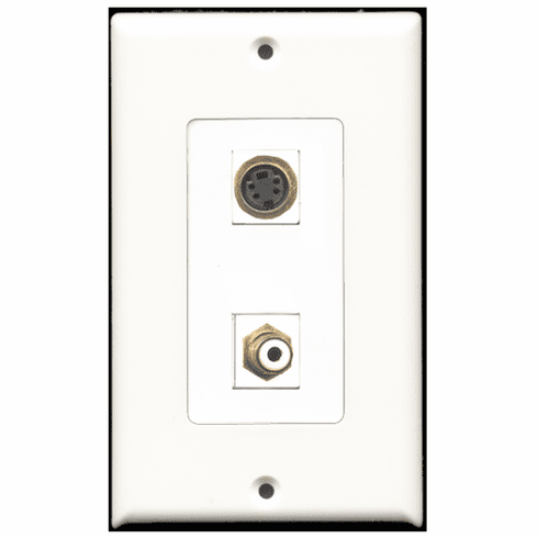RiteAV - 1 Port RCA White 1 Port S-Video  Wall Plate Decora White
