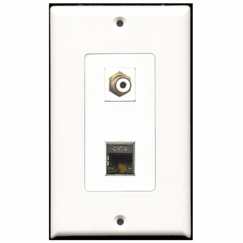 RiteAV - 1 Port RCA White 1 Port Shielded Cat6 Decora Type Wall Plate
