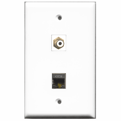 RiteAV - 1 Port RCA White 1 Port Shielded Cat6  Wall Plate
