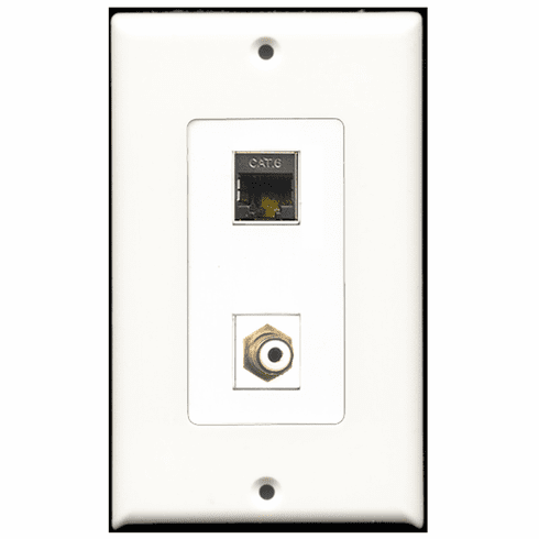 RiteAV - 1 Port RCA White 1 Port Shielded Cat6  Wall Plate Decora White