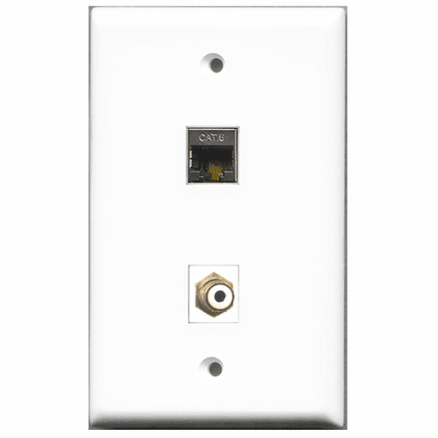 RiteAV - 1 Port RCA White 1 Port Shielded Cat6  Wall Plate White