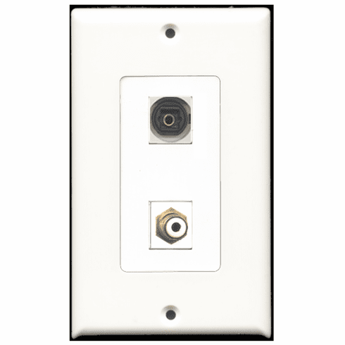 RiteAV - 1 Port RCA White 1 Port Toslink  Wall Plate Decora White