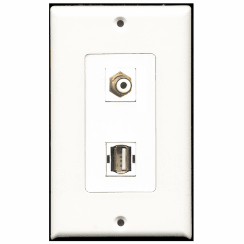 RiteAV - 1 Port RCA White 1 Port USB A-A Decora Type Wall Plate