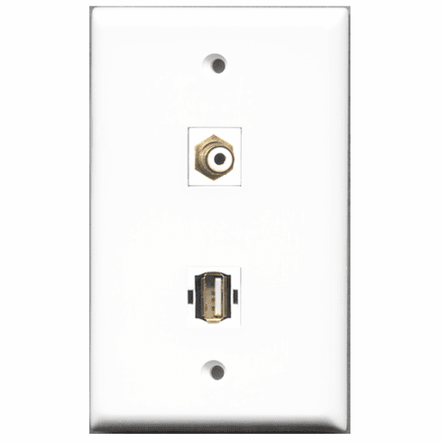 RiteAV - 1 Port RCA White 1 Port USB A-A  Wall Plate