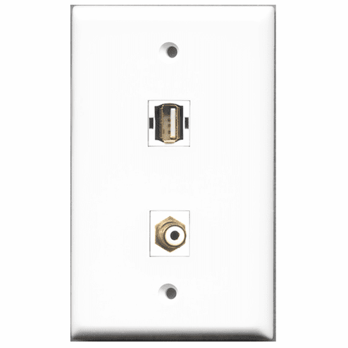 RiteAV - 1 Port RCA White 1 Port USB A-A  Wall Plate White