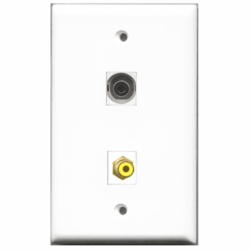 RiteAV - 1 Port RCA Yellow - 1 Port 3.5mm  Wall Plate White