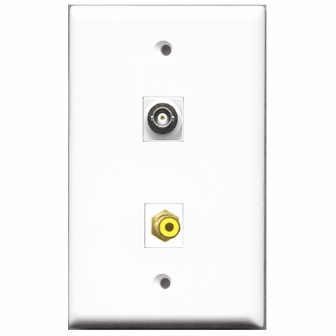 RiteAV - 1 Port RCA Yellow - 1 Port BNC  Wall Plate White