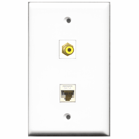 RiteAV - 1 Port RCA Yellow 1 Port Cat6 White  Wall Plate White