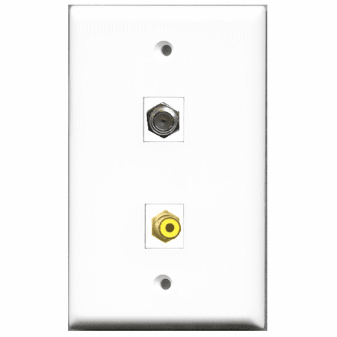 RiteAV - 1 Port RCA Yellow - 1 Port Coax Port Cable TV F Type  Wall Plate White