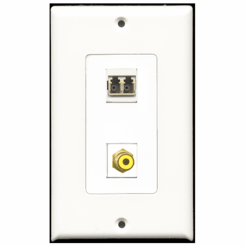 RiteAV - 1 Port RCA Yellow - 1 Port LC Fiber Multimode Duplex Port  Wall Plate Decora White