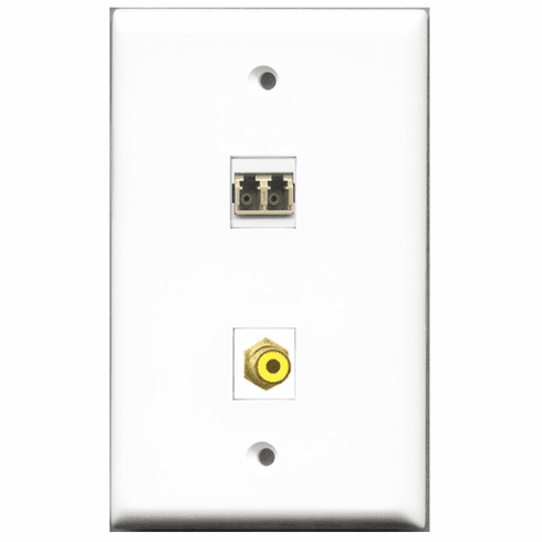 RiteAV - 1 Port RCA Yellow - 1 Port LC Fiber Multimode Duplex Port  Wall Plate White