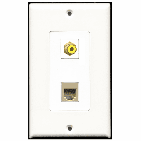RiteAV - 1 Port RCA Yellow 1 Port Phone RJ11 RJ12 Beige Decora Type Wall Plate