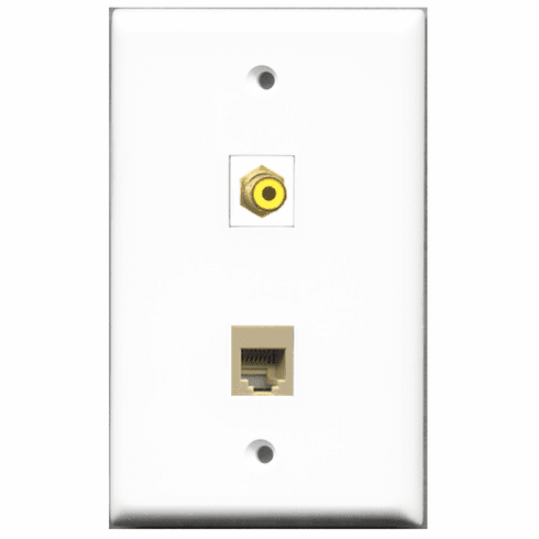 RiteAV - 1 Port RCA Yellow 1 Port Phone RJ11 RJ12 Beige  Wall Plate