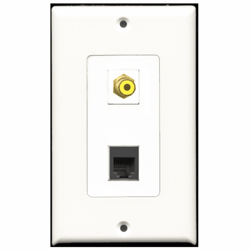 RiteAV - 1 Port RCA Yellow 1 Port Phone RJ11 RJ12 Black Decora Type Wall Plate
