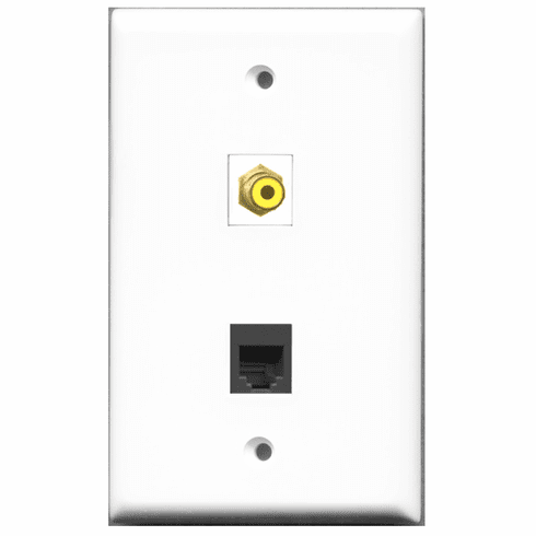 RiteAV - 1 Port RCA Yellow 1 Port Phone RJ11 RJ12 Black  Wall Plate
